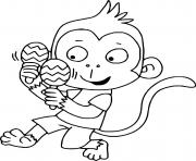 Printable Monkey Holds Two Maracas coloring pages