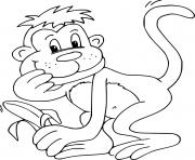 Printable Monkey Got Its Banana coloring pages