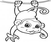 Printable Monkey Hanging on the Rope coloring pages