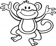 Printable Monkey Jumping Happily coloring pages
