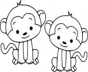 Printable Two Cute Monkeys coloring pages