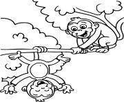 Printable Two Monkeys on the Tree coloring pages