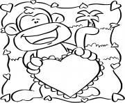 Printable Monkey Valentine Card coloring pages