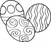 Printable Three Easter Eggs with Circle and Wave Lines coloring pages