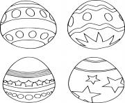 Printable Four Easter Eggs with Various Patterns coloring pages
