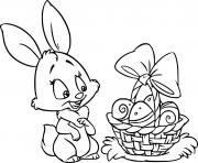 Printable Easter Bunny and Four Eggs coloring pages