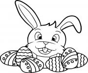 Printable Bunny Face and Eggs coloring pages