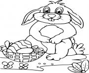 Printable Easter Bunny Sits on the Ground coloring pages