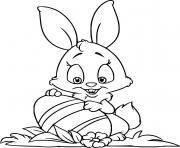 Printable Bunny Found an Easter Egg coloring pages