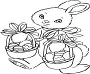 Printable Easter Bunny Holds Two Baskets coloring pages