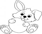 Printable Easter Bunny Holds a Big Egg coloring pages