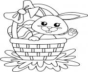 Printable Easter Bunny in the Basket Shaking Its Hand coloring pages