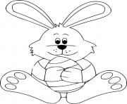 Printable Cartoon Easter Bunny Holds an Egg coloring pages