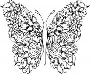 Printable Flower Butterfly Zentangle coloring pages