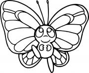 Printable Cartoon Butterfly Smiling coloring pages