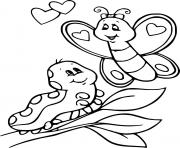 Printable Cute Caterpillar and Butterfly coloring pages