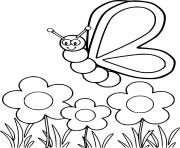 Printable Butterfly Flying Around Flowers coloring pages
