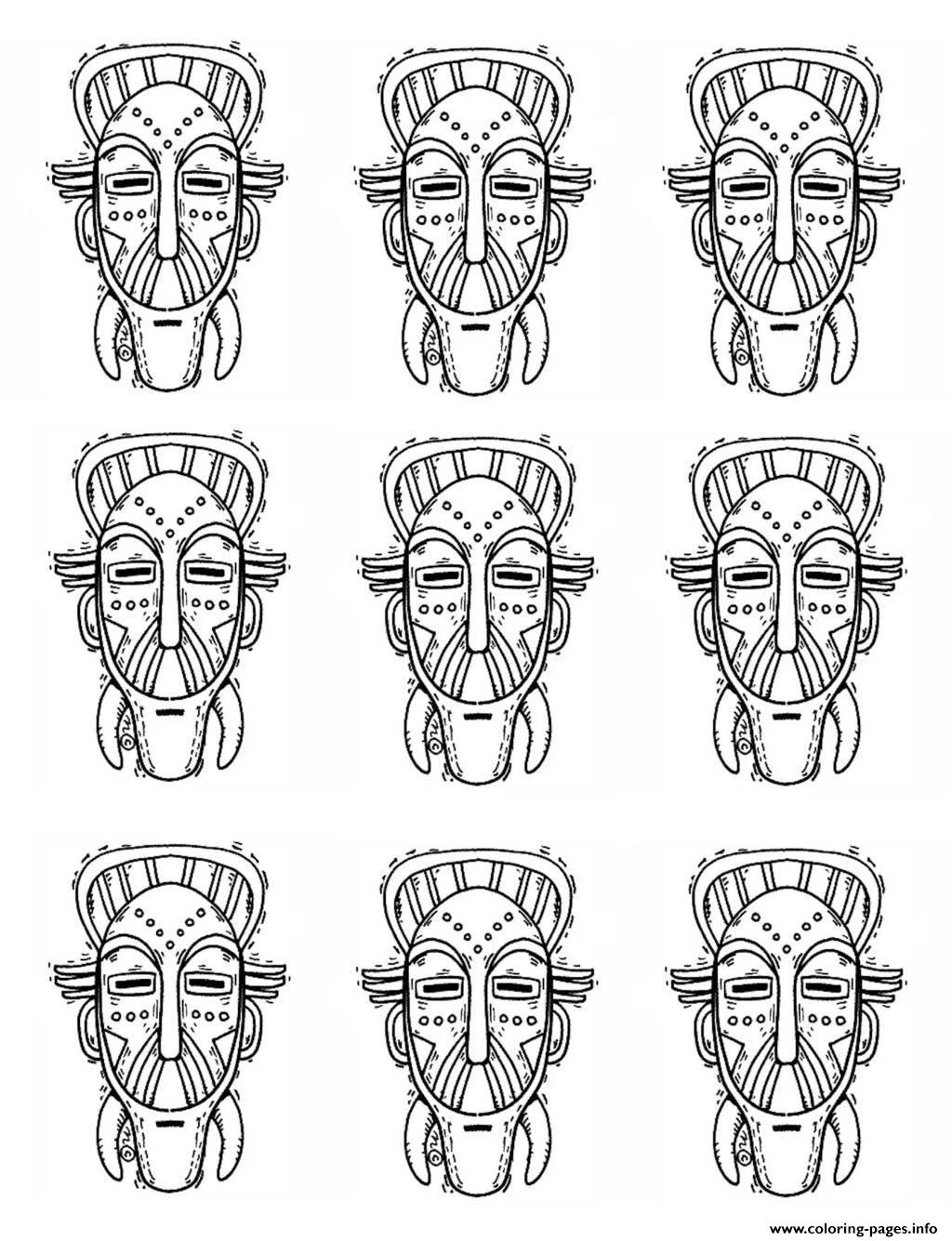 Adult Africa Masks Identicals coloring