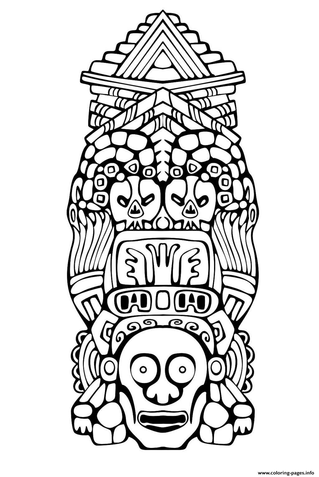 Download Adult Totem Inspiration Inca Mayan Aztec 3 Coloring Pages Printable