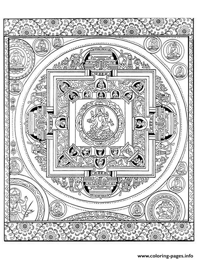 Adult Mandala Tibetain coloring