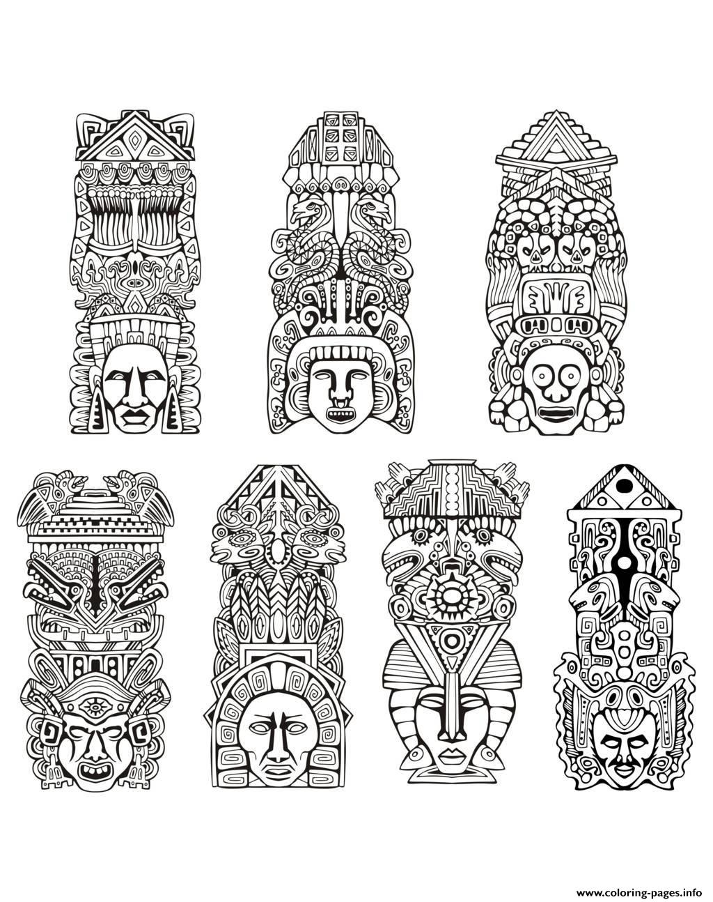 Adult Totems Inspiration Inca Mayan Aztec coloring