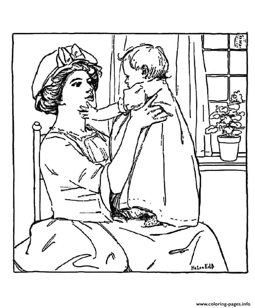 Adult Vintage Drawing Mother And Girl coloring