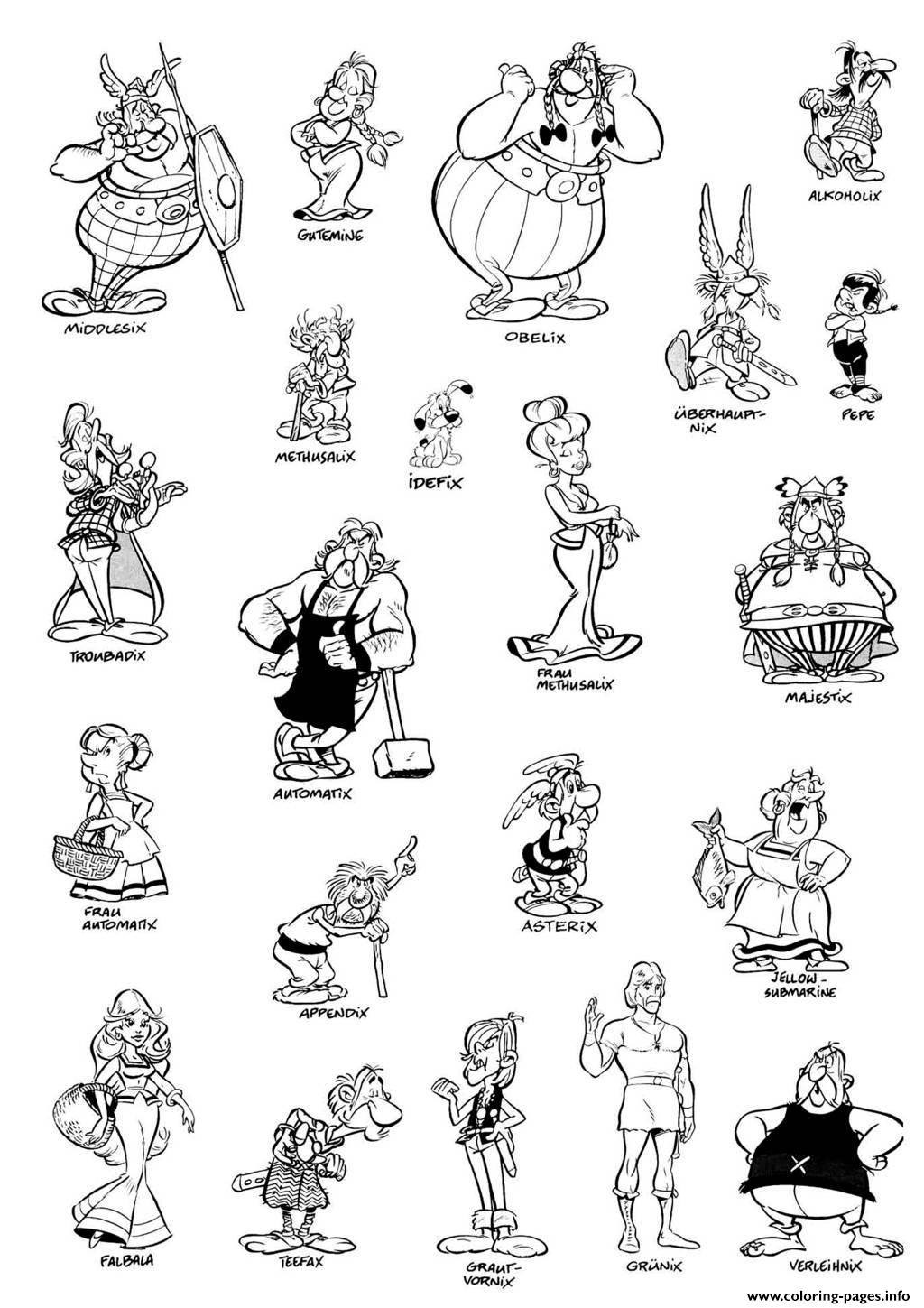 Adult Asterix Characters coloring