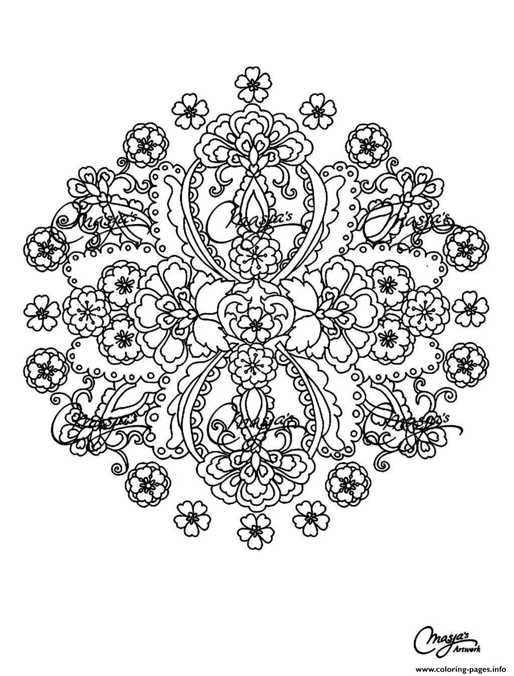 Download Adult Flowers Mandala Coloring Pages Printable