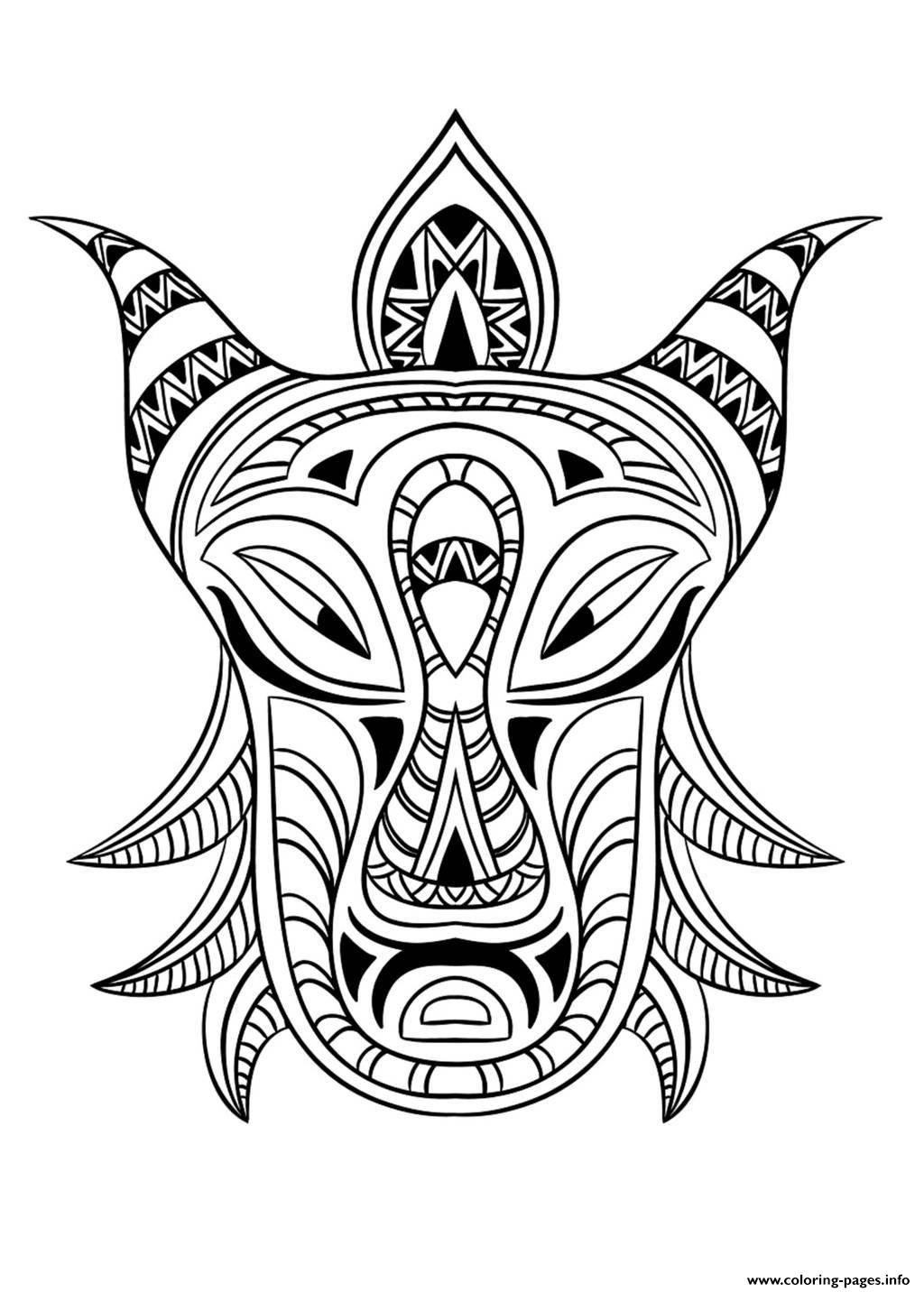 Adult African Mask 3 coloring
