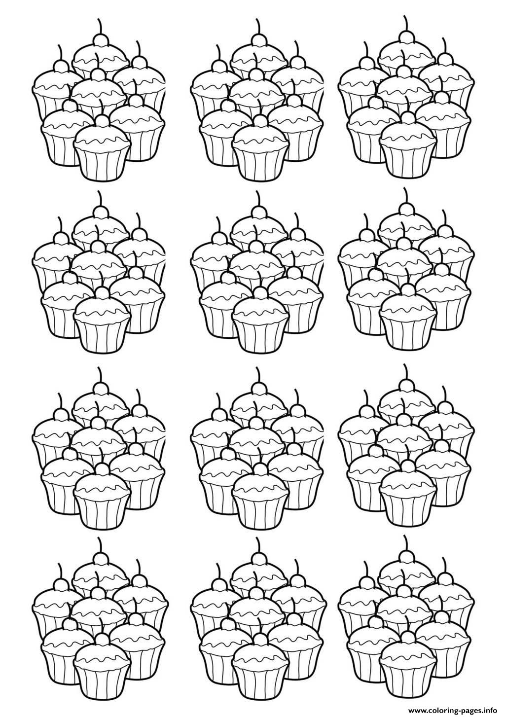 Adult Cupcakes Mosaique coloring