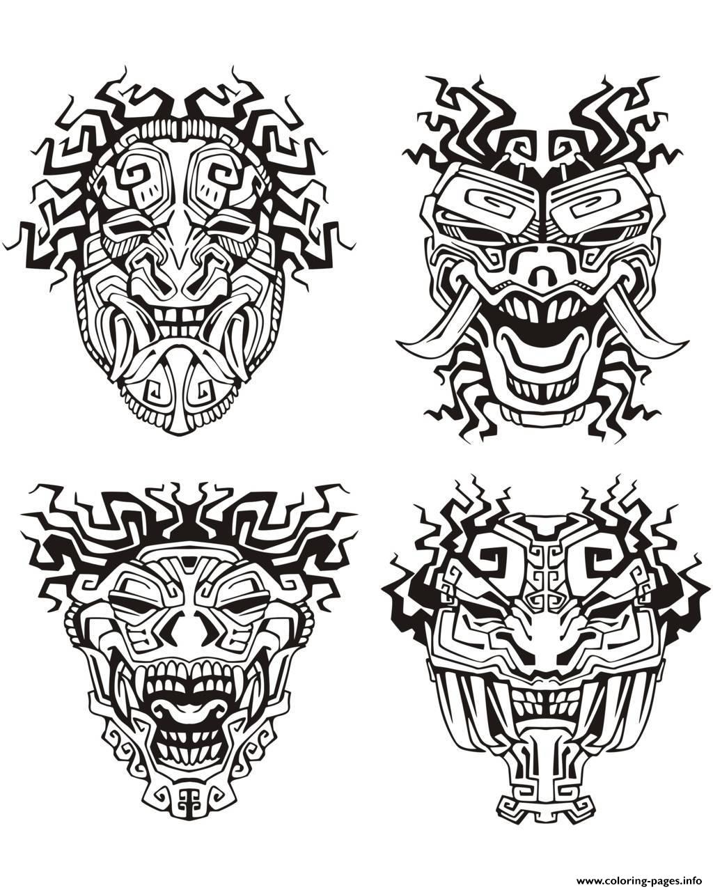 Adult Mask Inspiration Inca Mayan Aztec Coloring Pages Printable