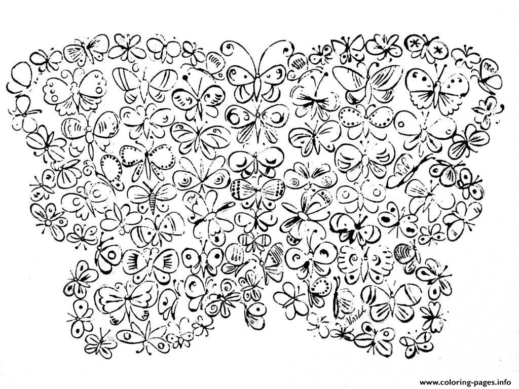 Adult Butterflies Warhol coloring
