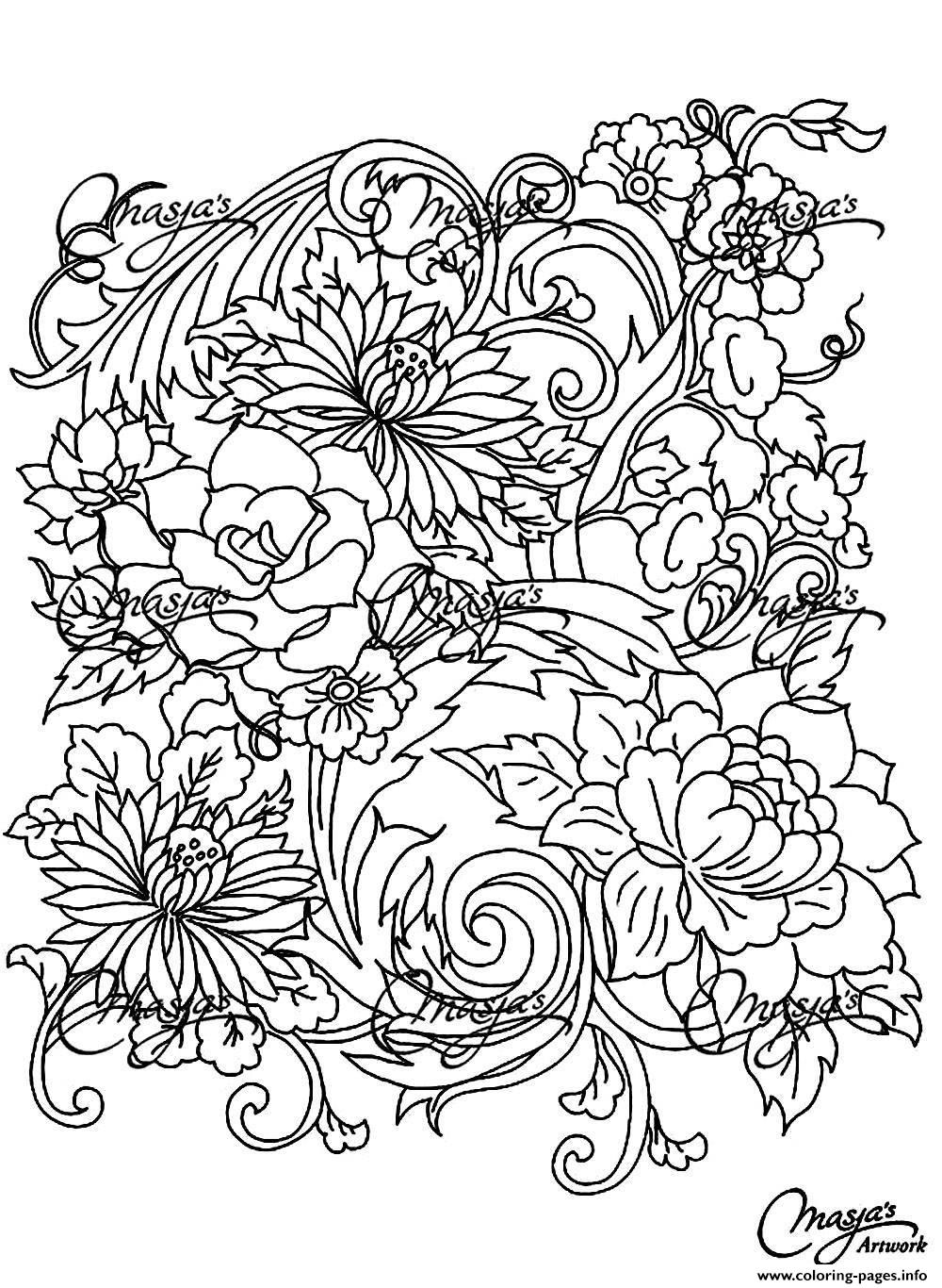 Adult Drawing Flower coloring