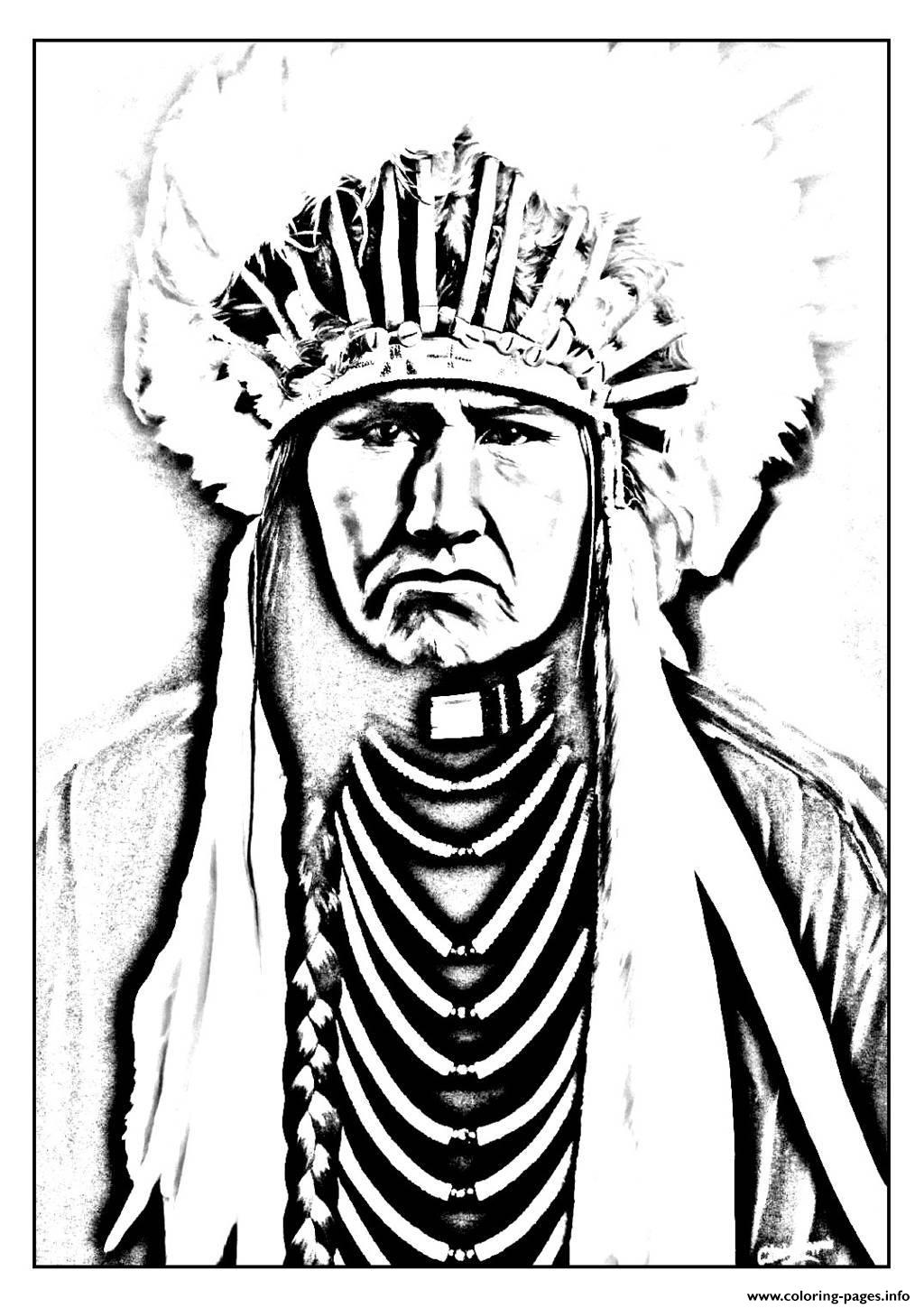 Adult Native American Indian Coloring page Printable