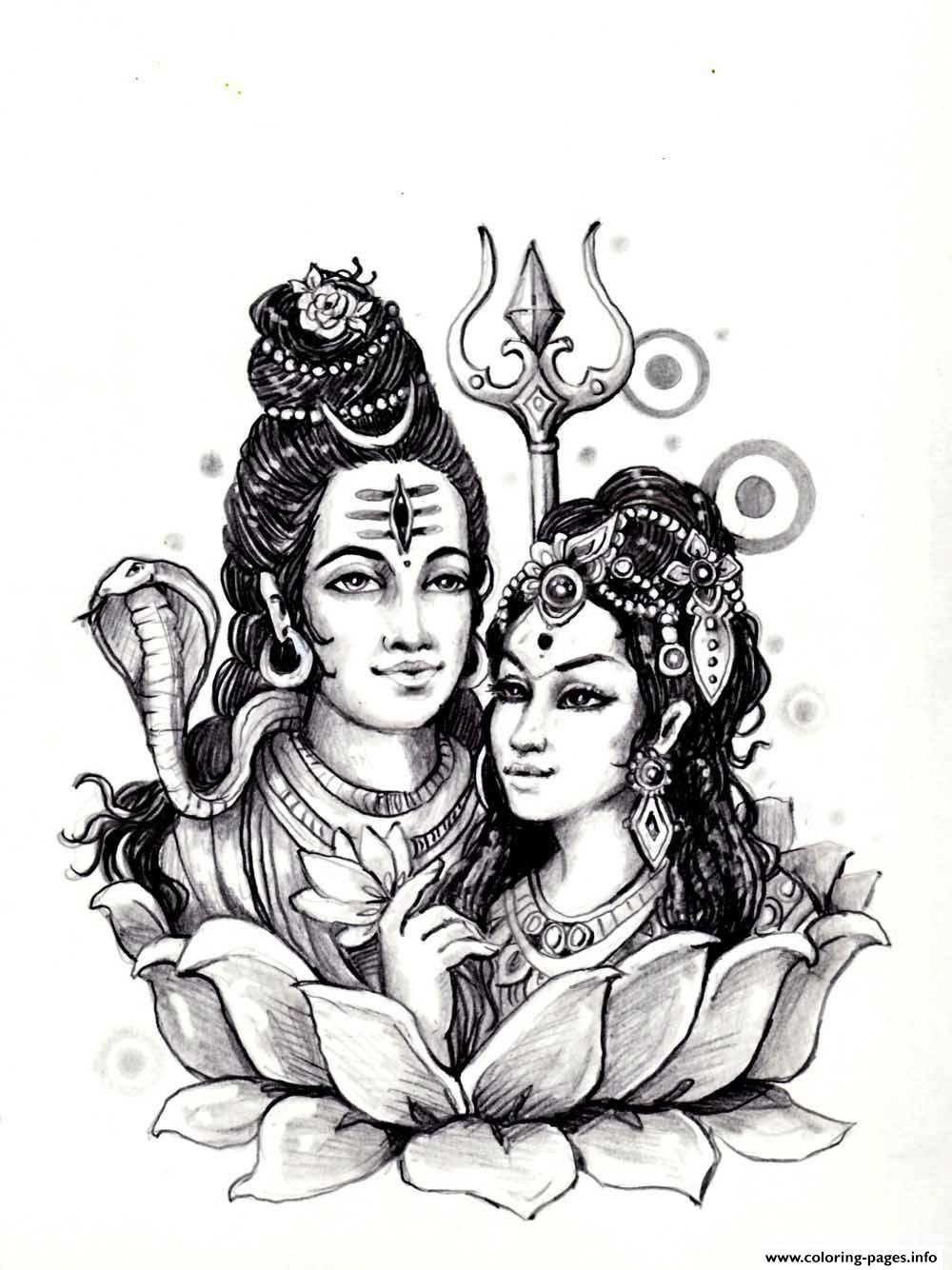 Adult Shiva Sati India coloring