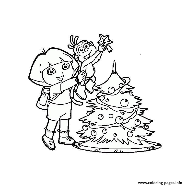 Dora Christmas coloring