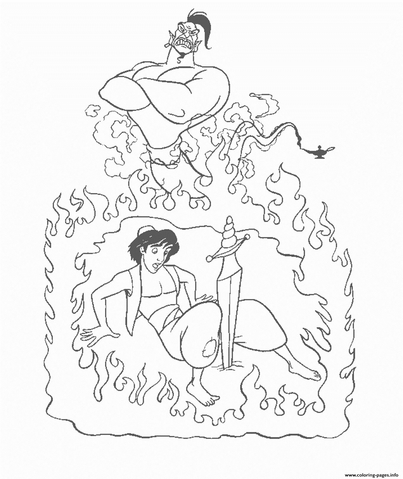 Genie And Aladdin  Cartoon Disney6904 coloring