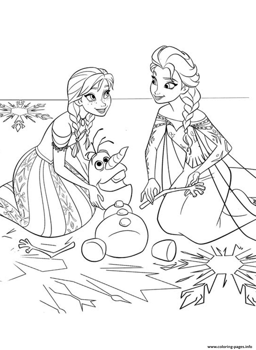 Elsa And Anna Help Olaf To Recover coloring