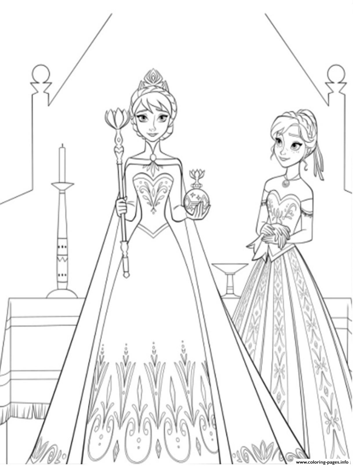 Elsa The New Queen With Anna coloring
