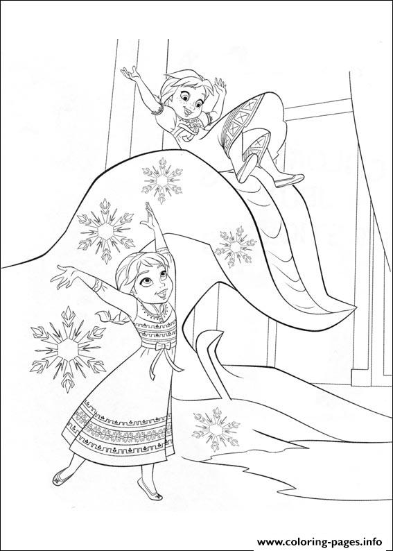 Elsa And Anna Jump On The Bed coloring