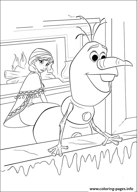 Anna Warms Up At Home With Olaf coloring