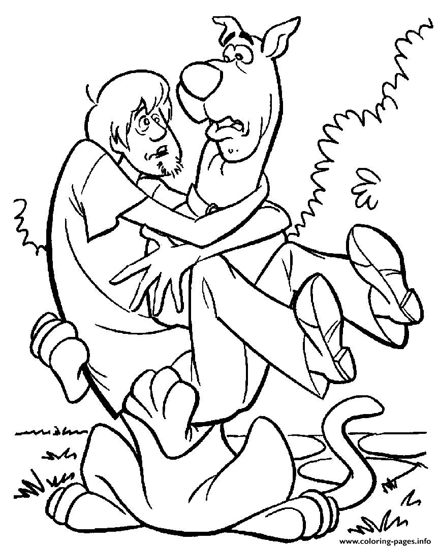 Shaggy Afraid And Hugging Scooby Doo C362 coloring