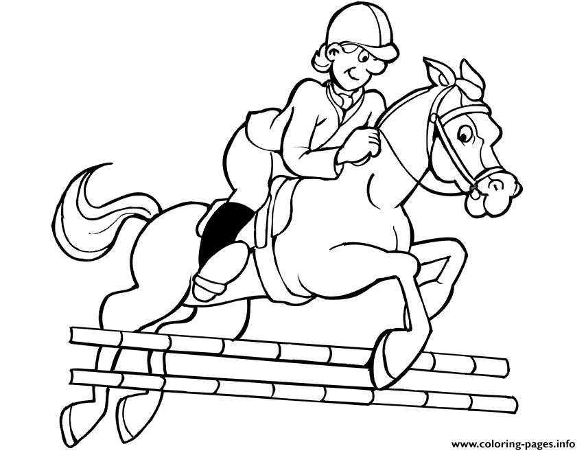 Download Jockey Jumping Horse S For Kidsbf74 Coloring Pages Printable