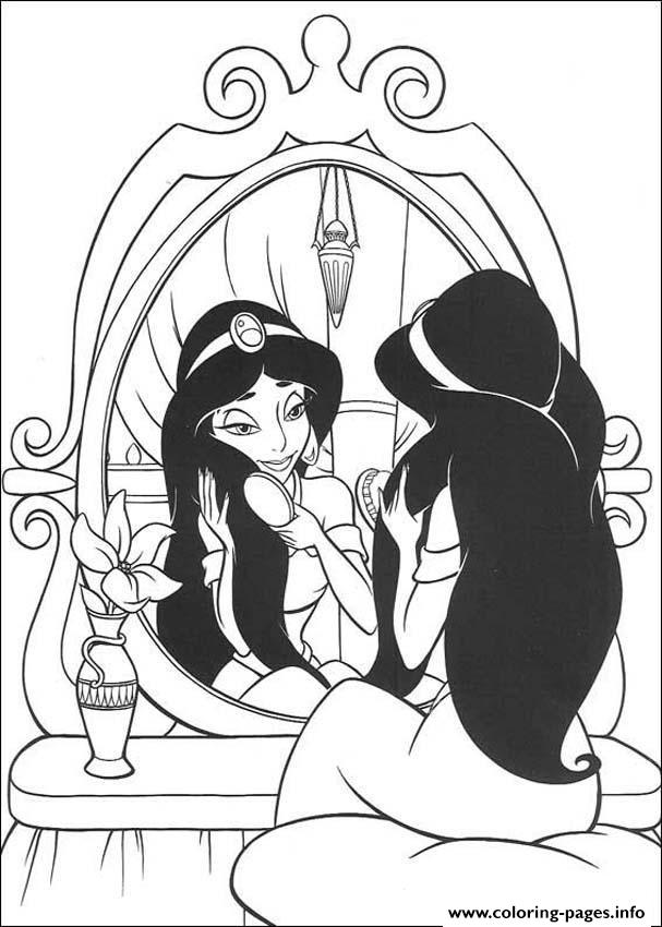 Jasmine In Front Of The Mirror Disney Princess S65ff coloring