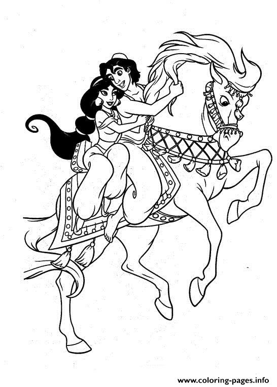 Aladdin And Jasmine On Midnight Disney Coloring Pages6433 coloring