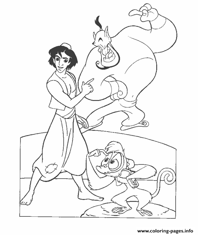 Aladdin Introduce Genie To Abu Disney Coloring Pages2c6a coloring