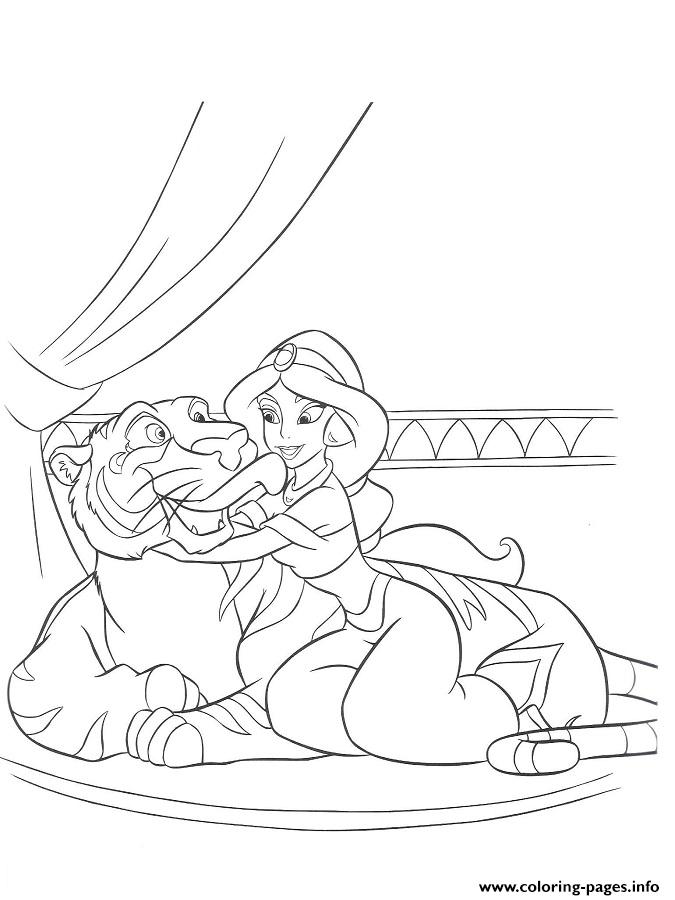 Jasmine Licked By Her Tiger Disney Princess S017d coloring