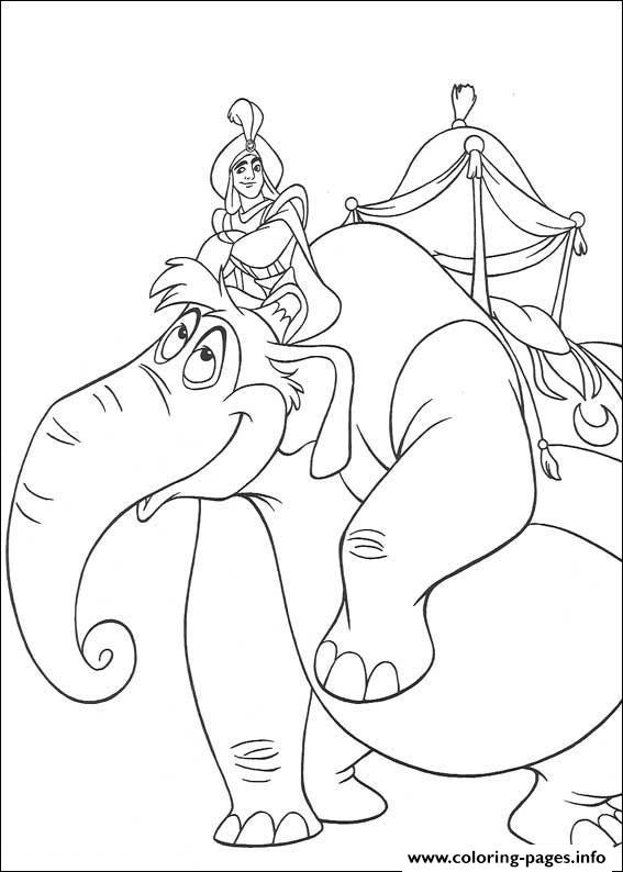 Aladdin On An Elephant Disney Coloring Pages7c55 coloring