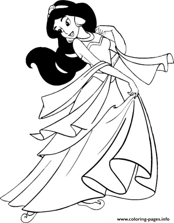 Jasmine In Beautiful Dress Disney Princess Sce6b coloring