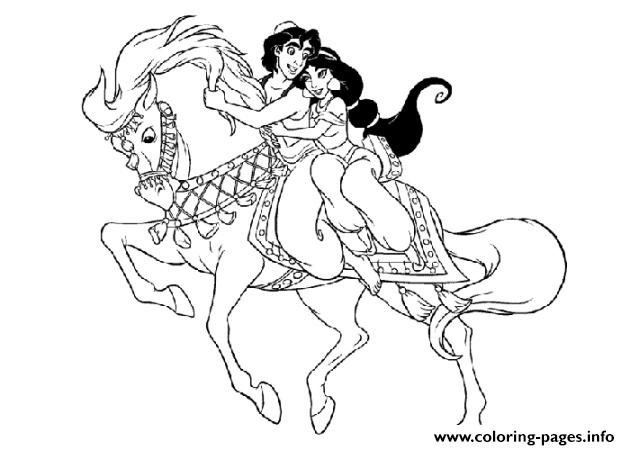 Aladdin And Jasmine On Horse Disney Coloring Pagesbc32 coloring